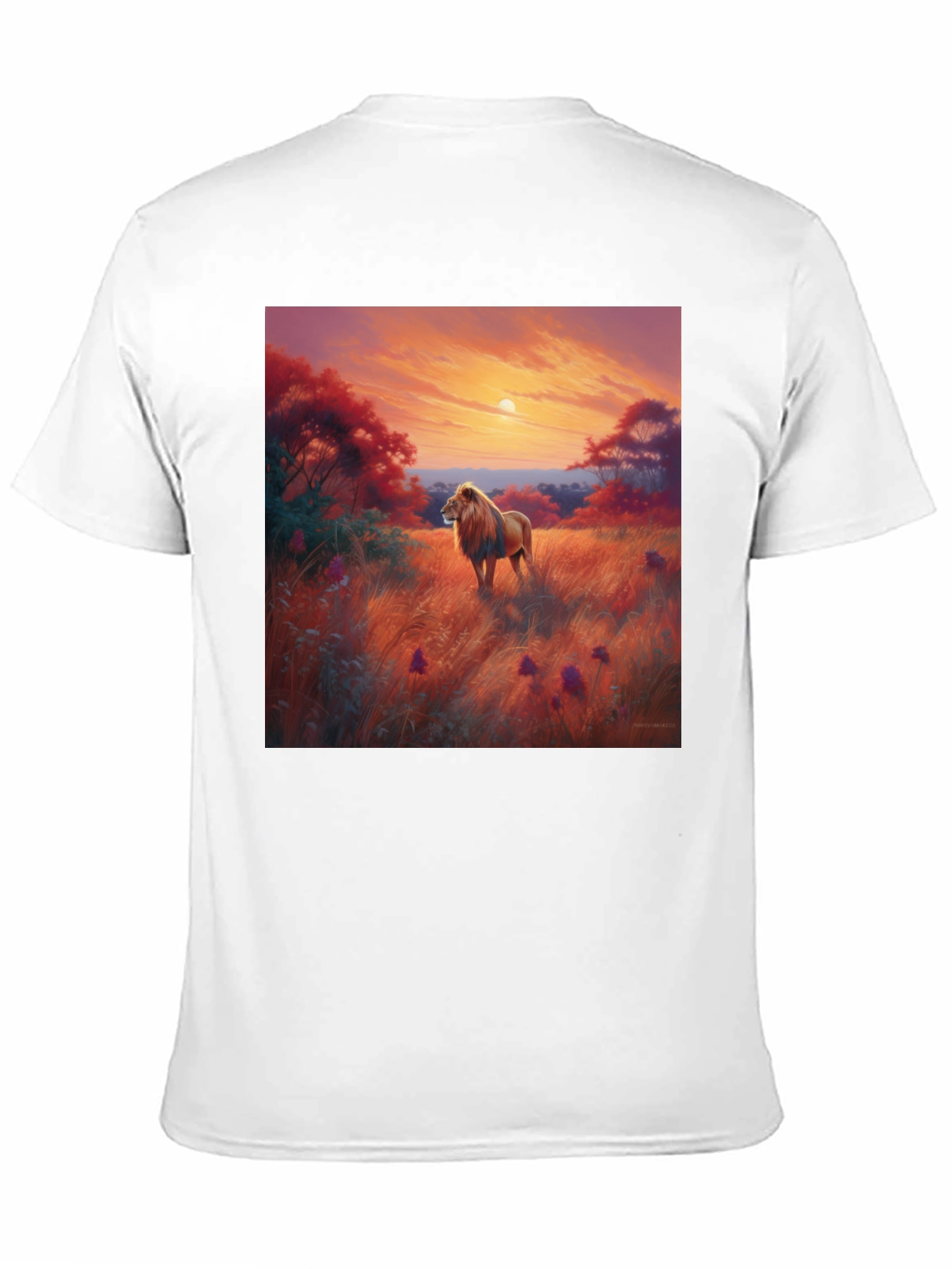 Lion Sunset Graphic Tee - Nature Inspired T-Shirt
