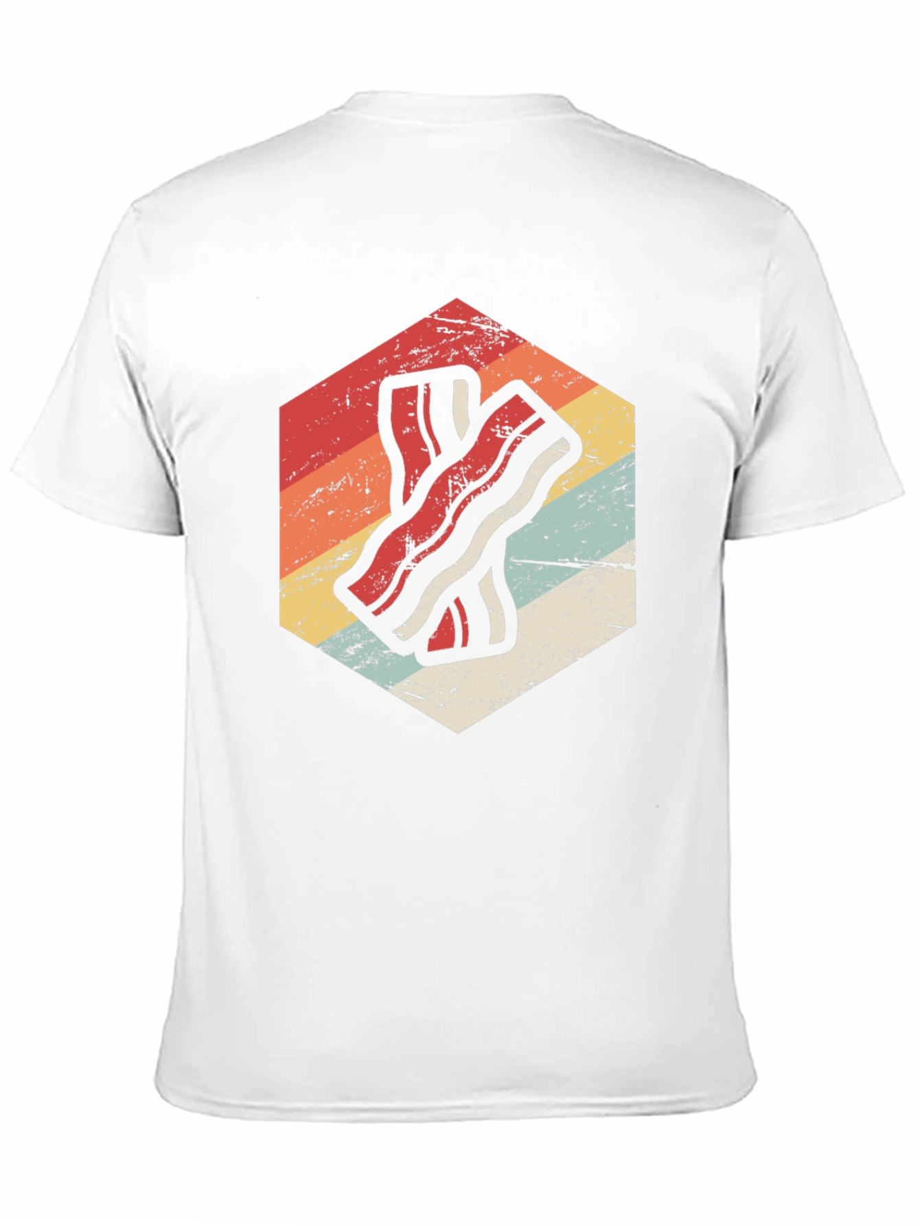 Retro Bacon Strip Graphic Tee - Black Cotton Shirt