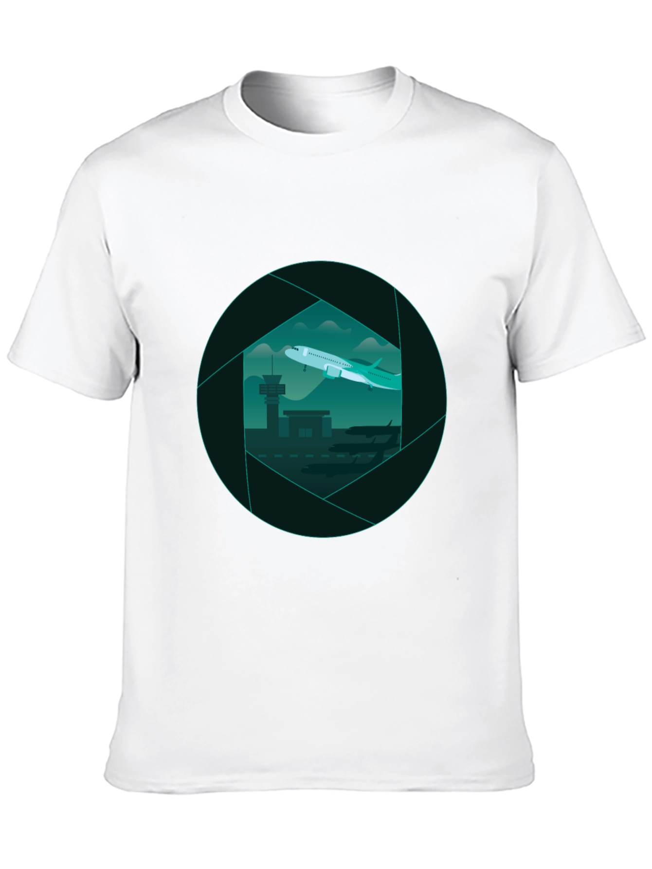 Airport View Graphic Tee - Black Cotton T-Shirt