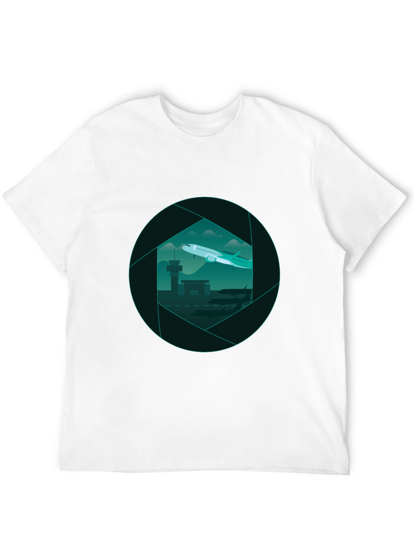 Airport View Graphic Tee - Black Cotton T-Shirt
