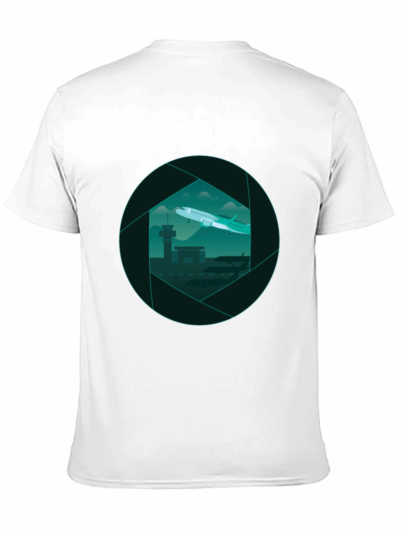 Airport View Graphic Tee - Black Cotton T-Shirt