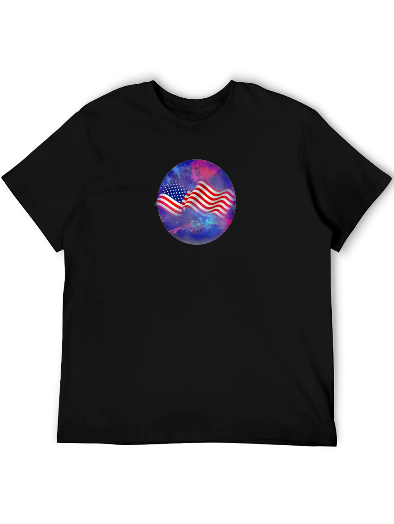 American Flag Galaxy Graphic Tee - Patriotic Style