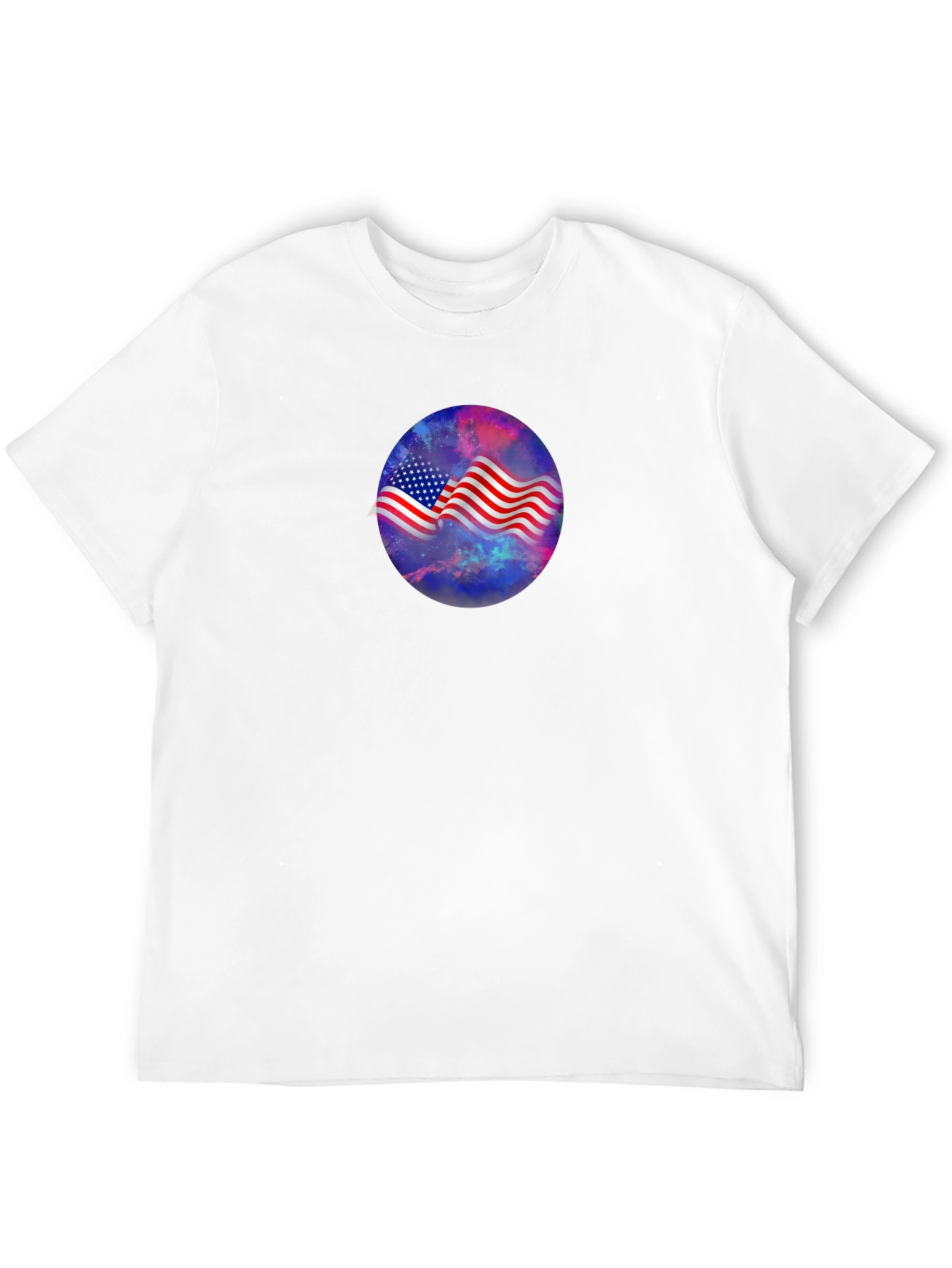 American Flag Galaxy Graphic Tee - Patriotic Style