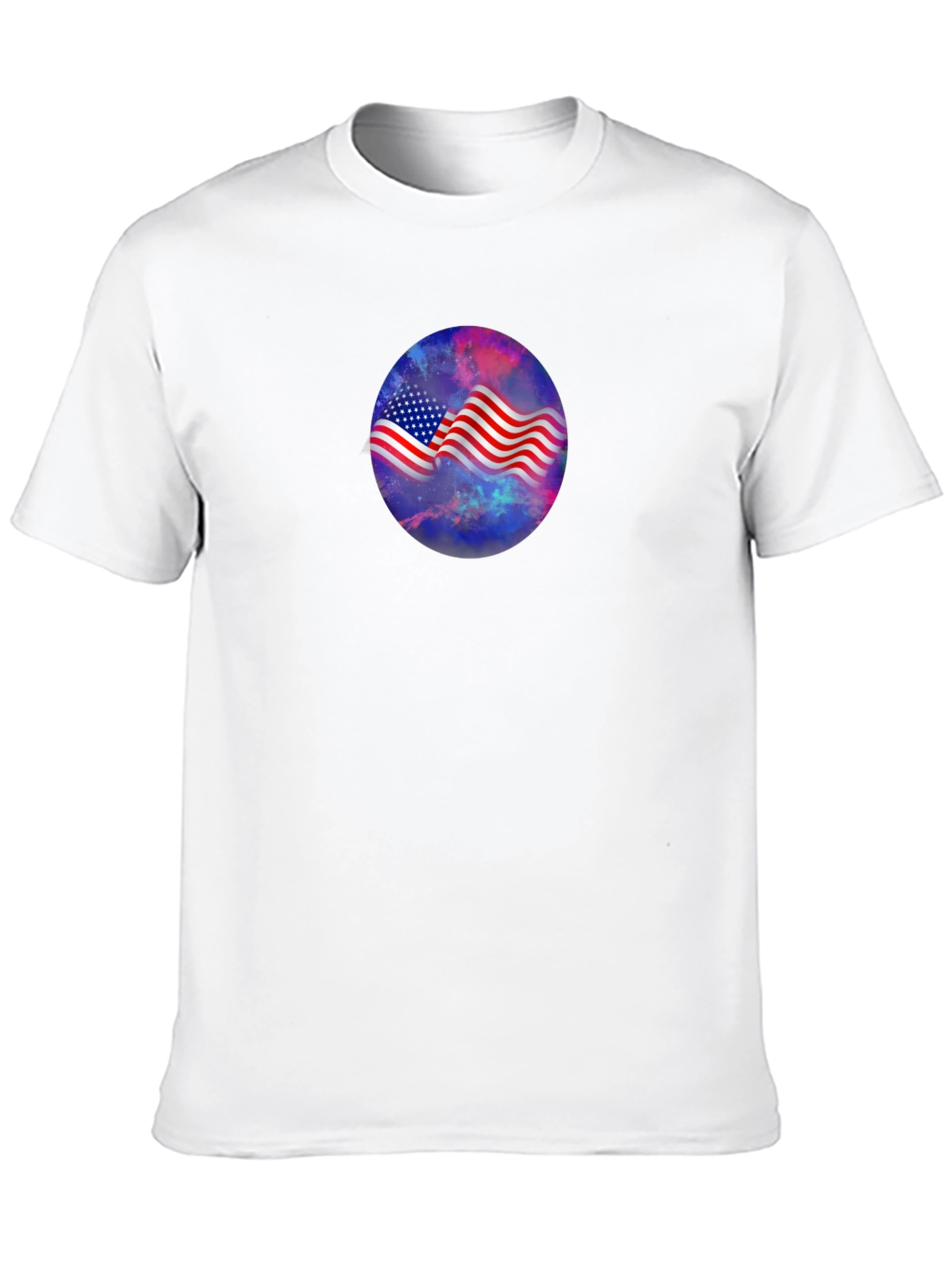 American Flag Galaxy Graphic Tee - Patriotic Style