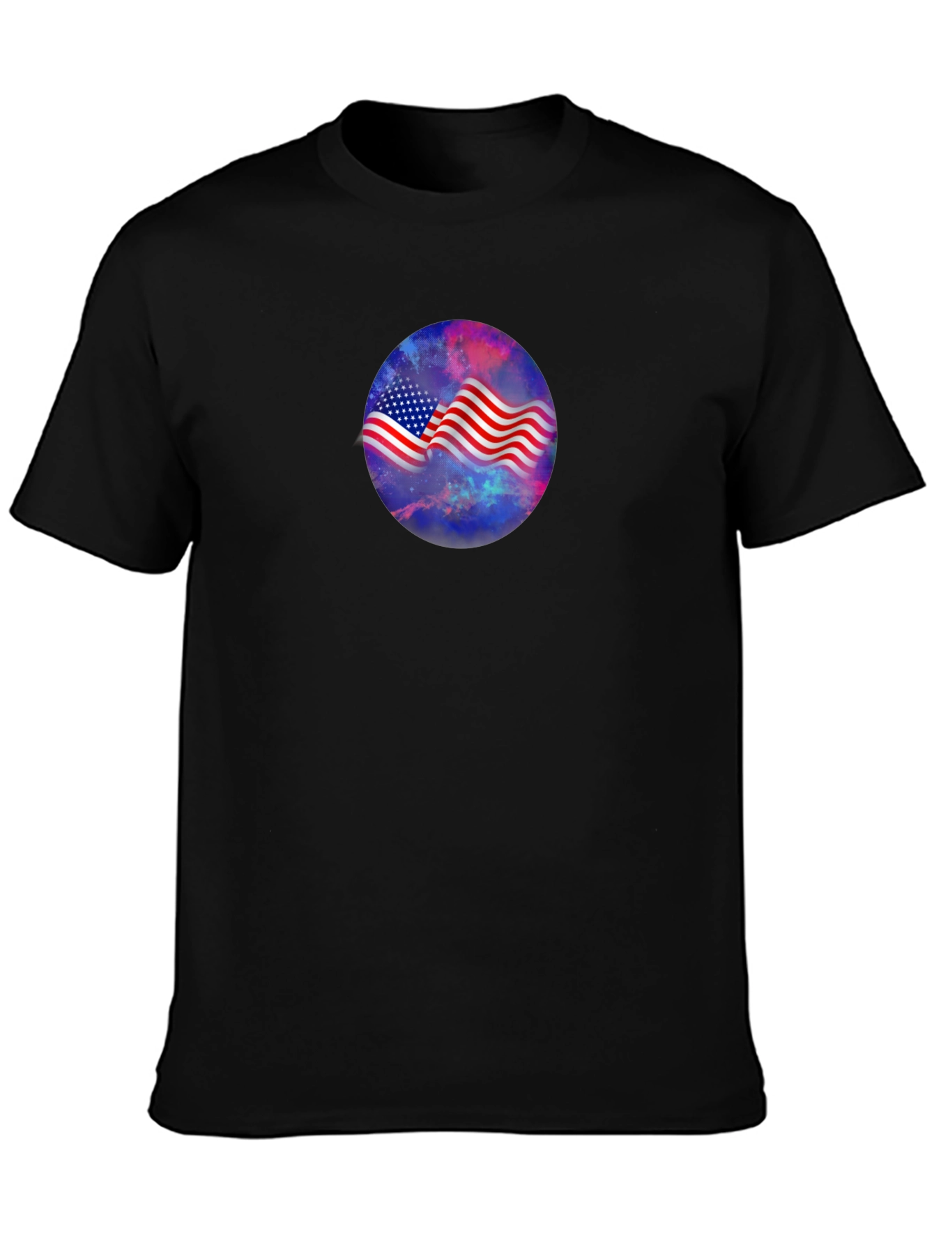 American Flag Galaxy Graphic Tee - Patriotic Style