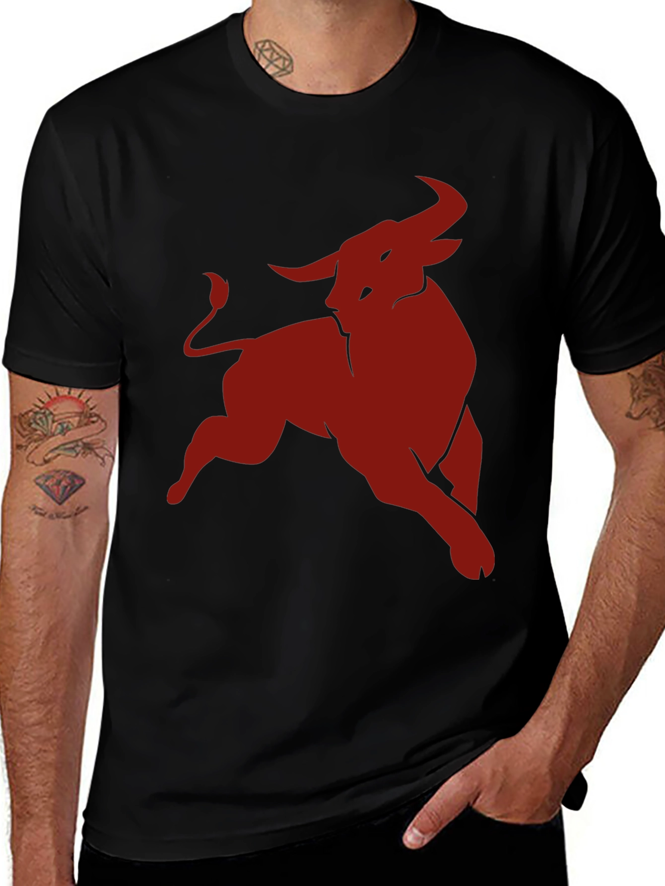 Bold Bull Graphic Tee - Black Cotton Comfort
