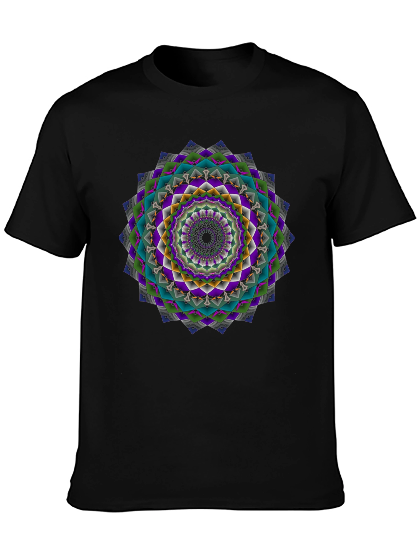 Geometric Mandala Graphic Tee - Mens Black T-Shirt