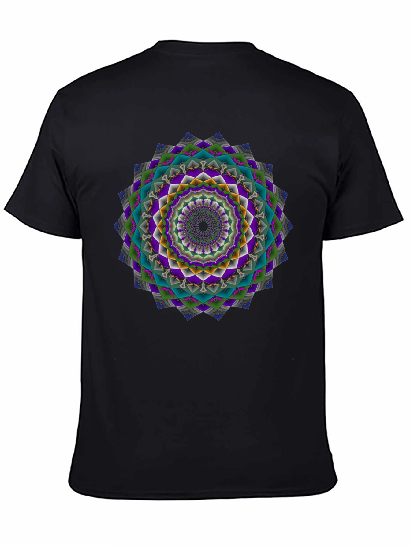 Geometric Mandala Graphic Tee - Mens Black T-Shirt