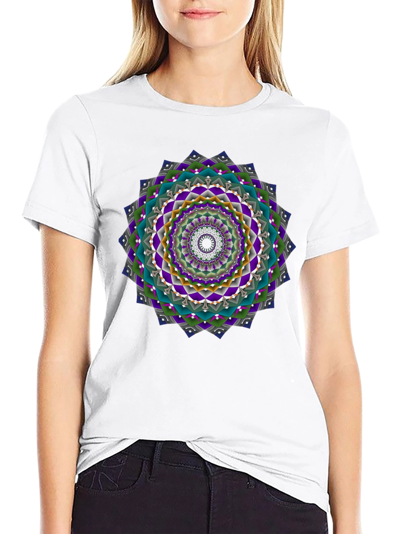 Geometric Mandala Graphic Tee - Mens Black T-Shirt
