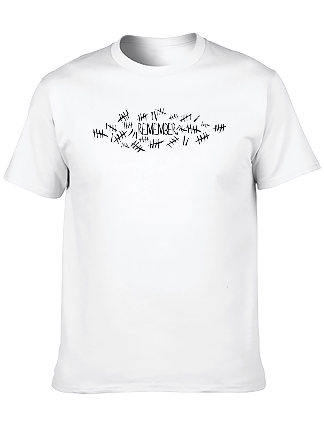 Remember Tally Marks Graphic Print Black T-Shirt