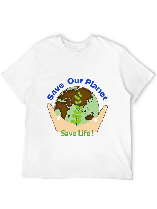 Save Our Planet Graphic Tee - Black Cotton T-Shirt