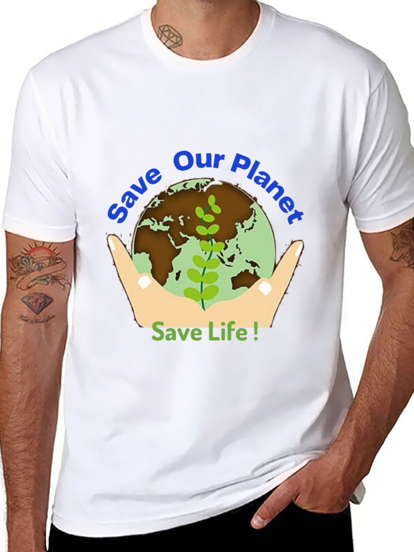 Save Our Planet Graphic Tee - Black Cotton T-Shirt