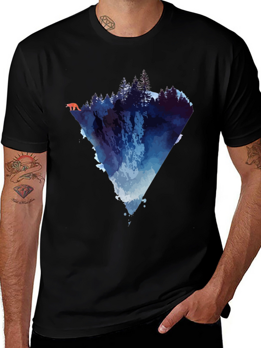 Nature-Inspired Graphic Tee - Mountain Waterfall Design