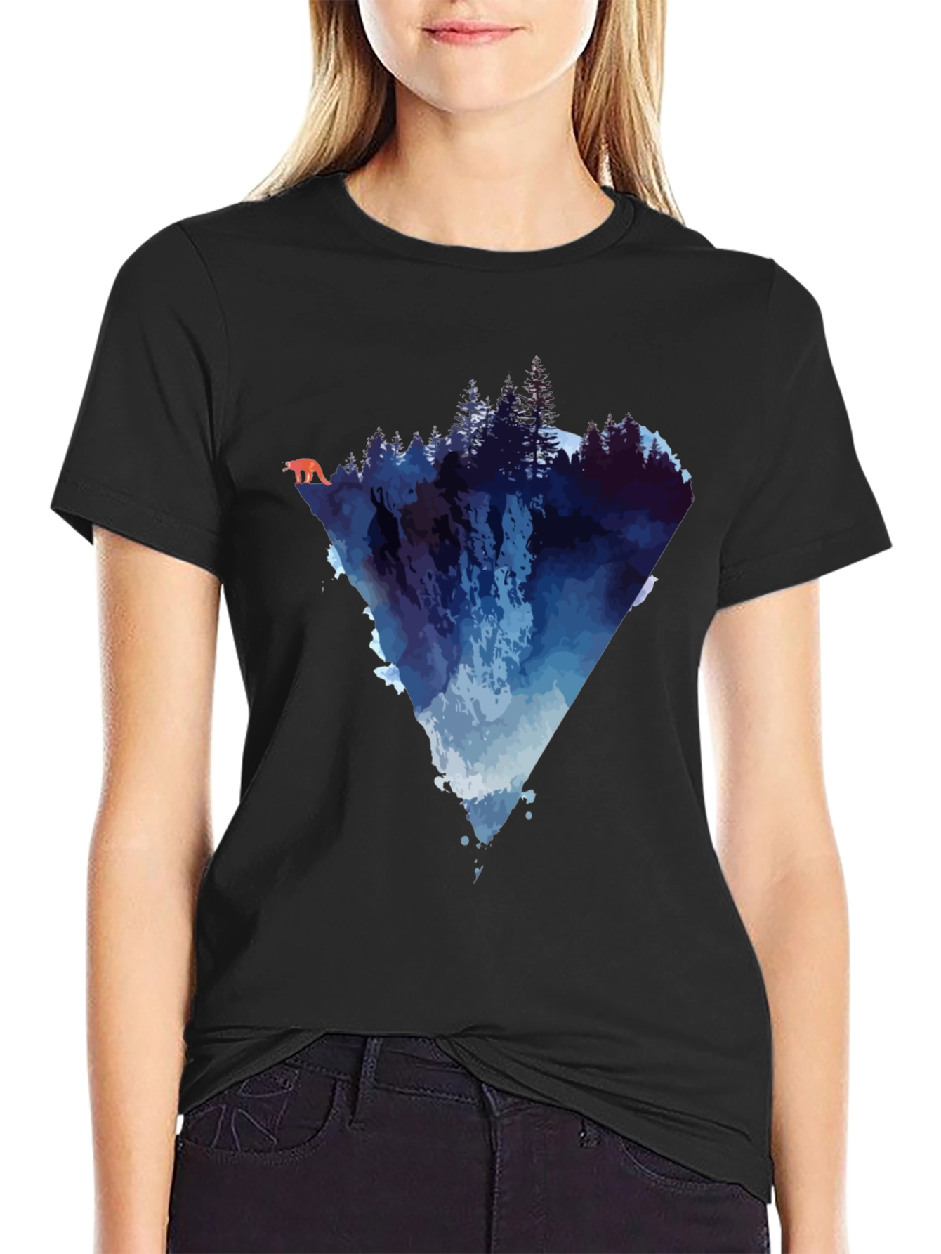 Nature-Inspired Graphic Tee - Mountain Waterfall Design