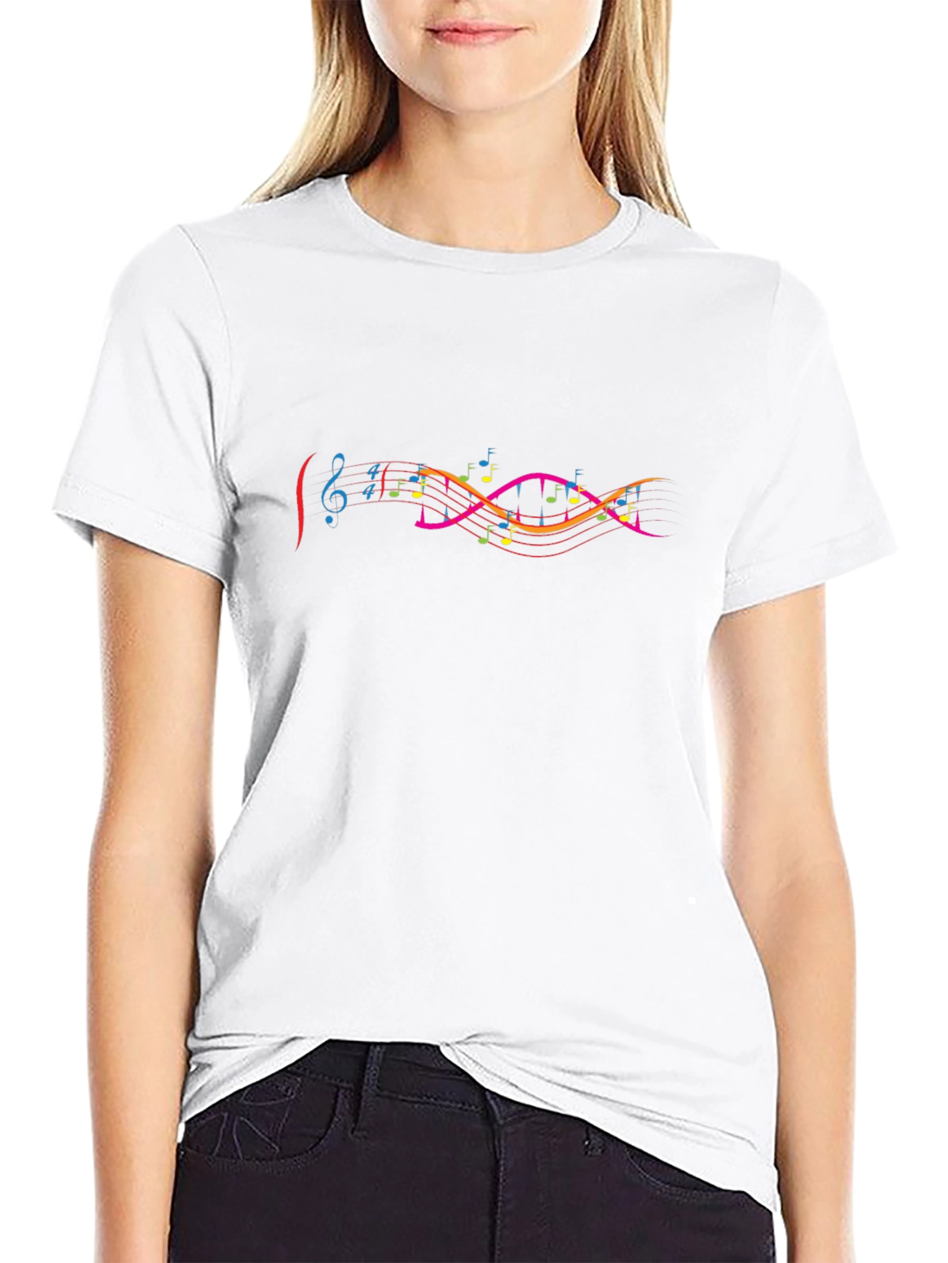 Musical Notes Graphic Black T-Shirt