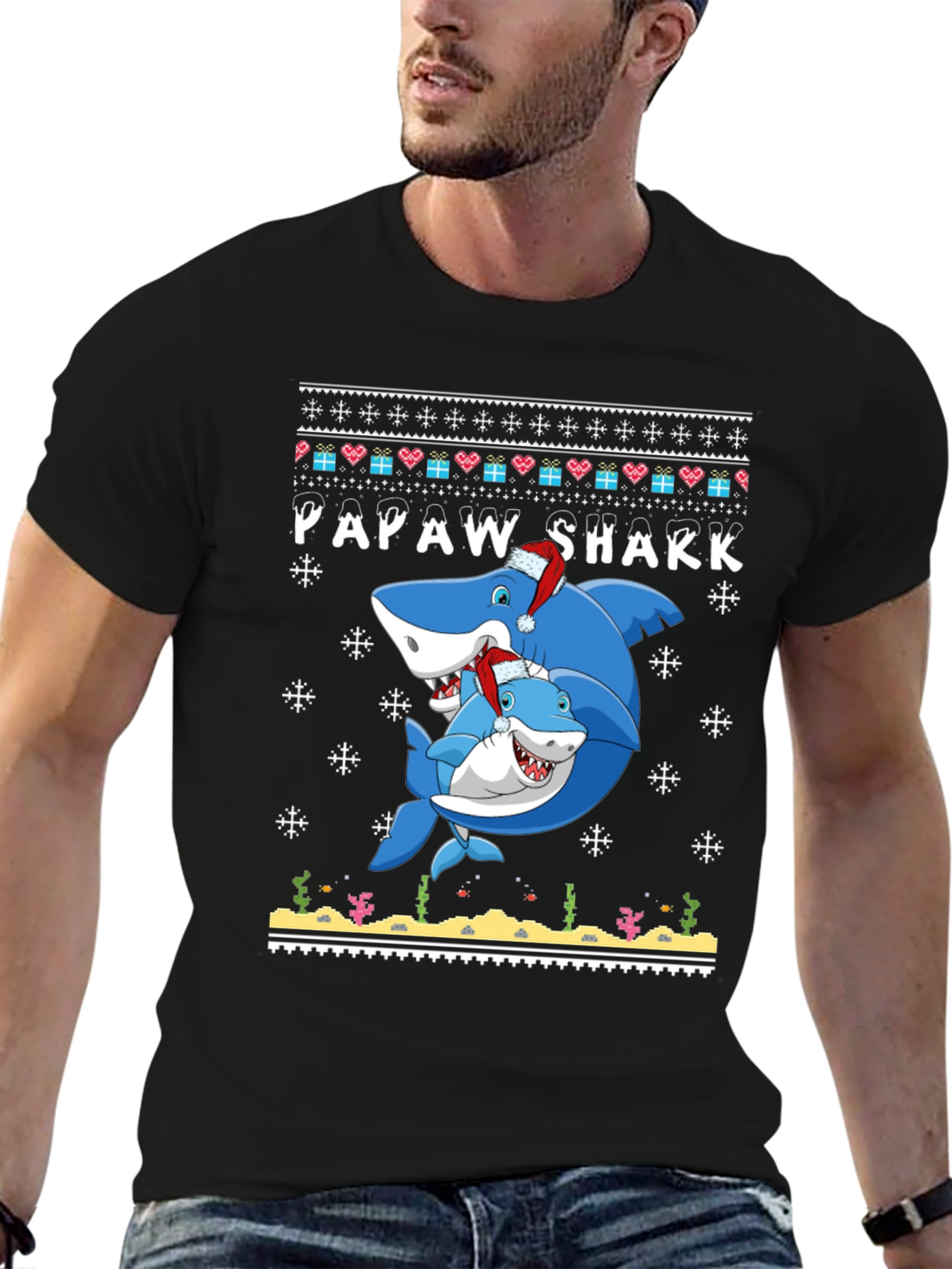 Papaw Shark Christmas T-Shirt