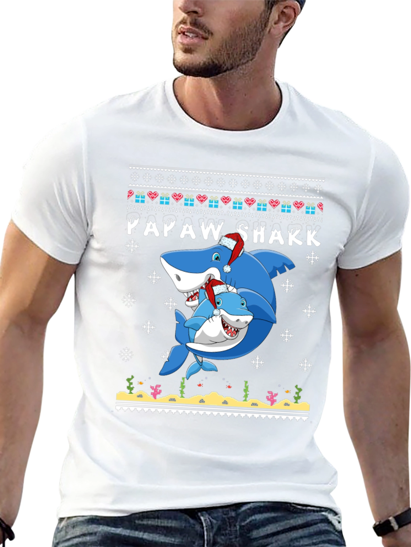 Papaw Shark Christmas T-Shirt