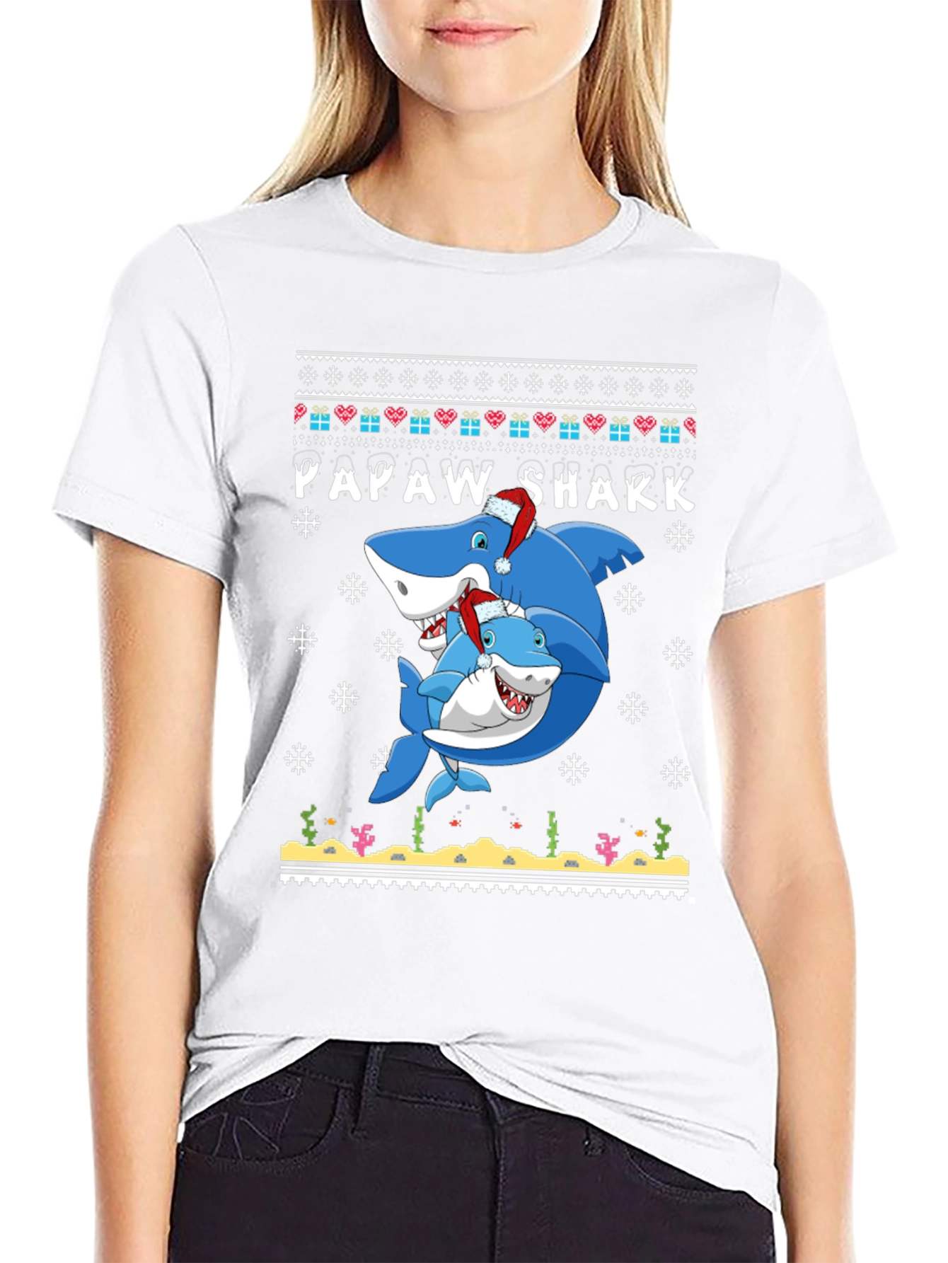 Papaw Shark Christmas T-Shirt