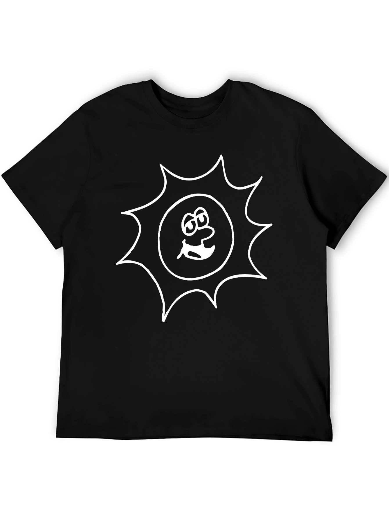 Funny Sun Face Graphic Black T-Shirt