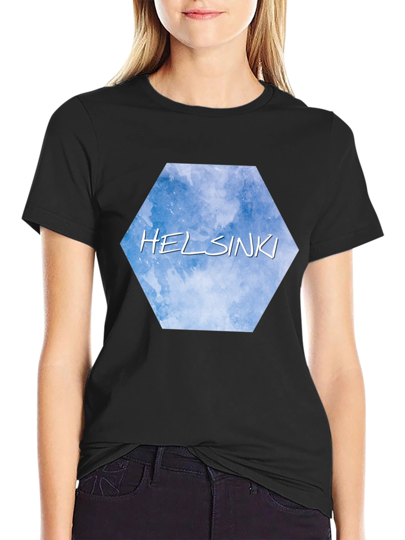 Helsinki Sky Hexagon Black T-Shirt