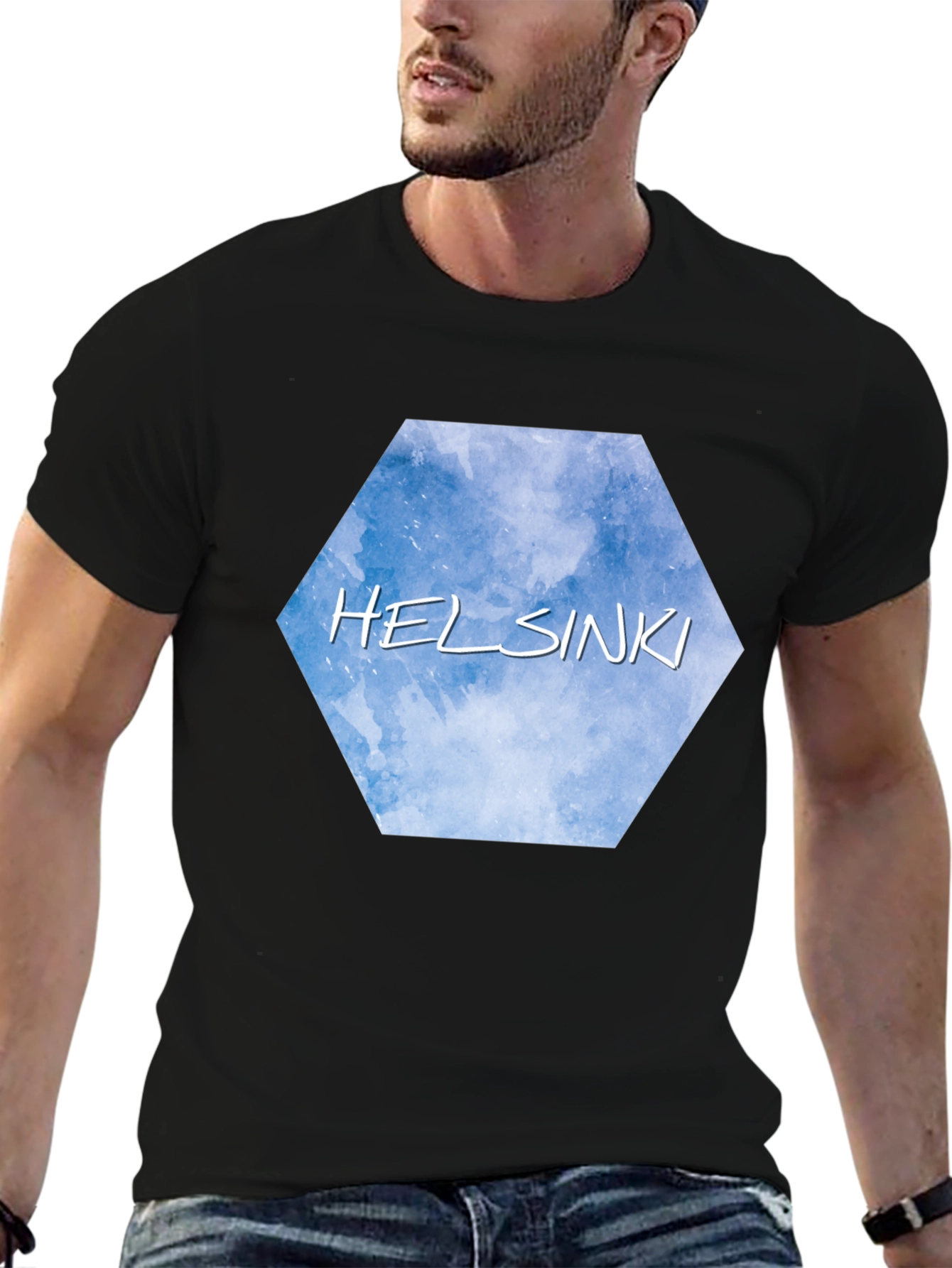 Helsinki Sky Hexagon Black T-Shirt