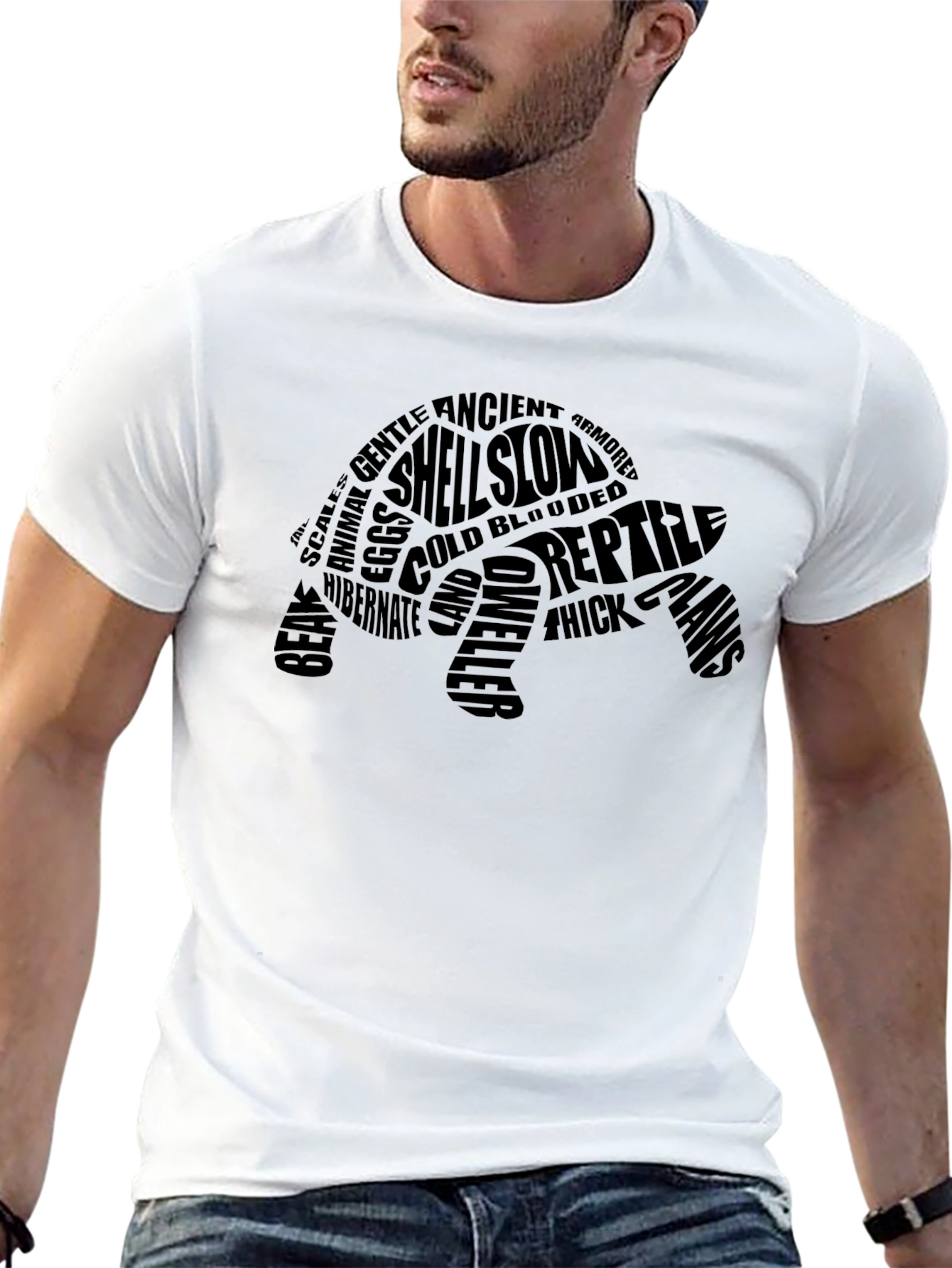 Turtle Word Art Black T-Shirt