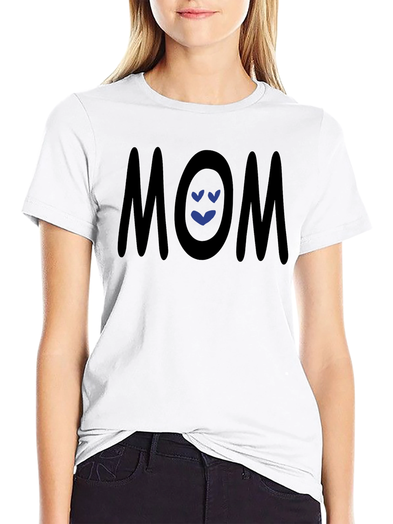 Mom Heart T-Shirt - Black Crew Neck Tee