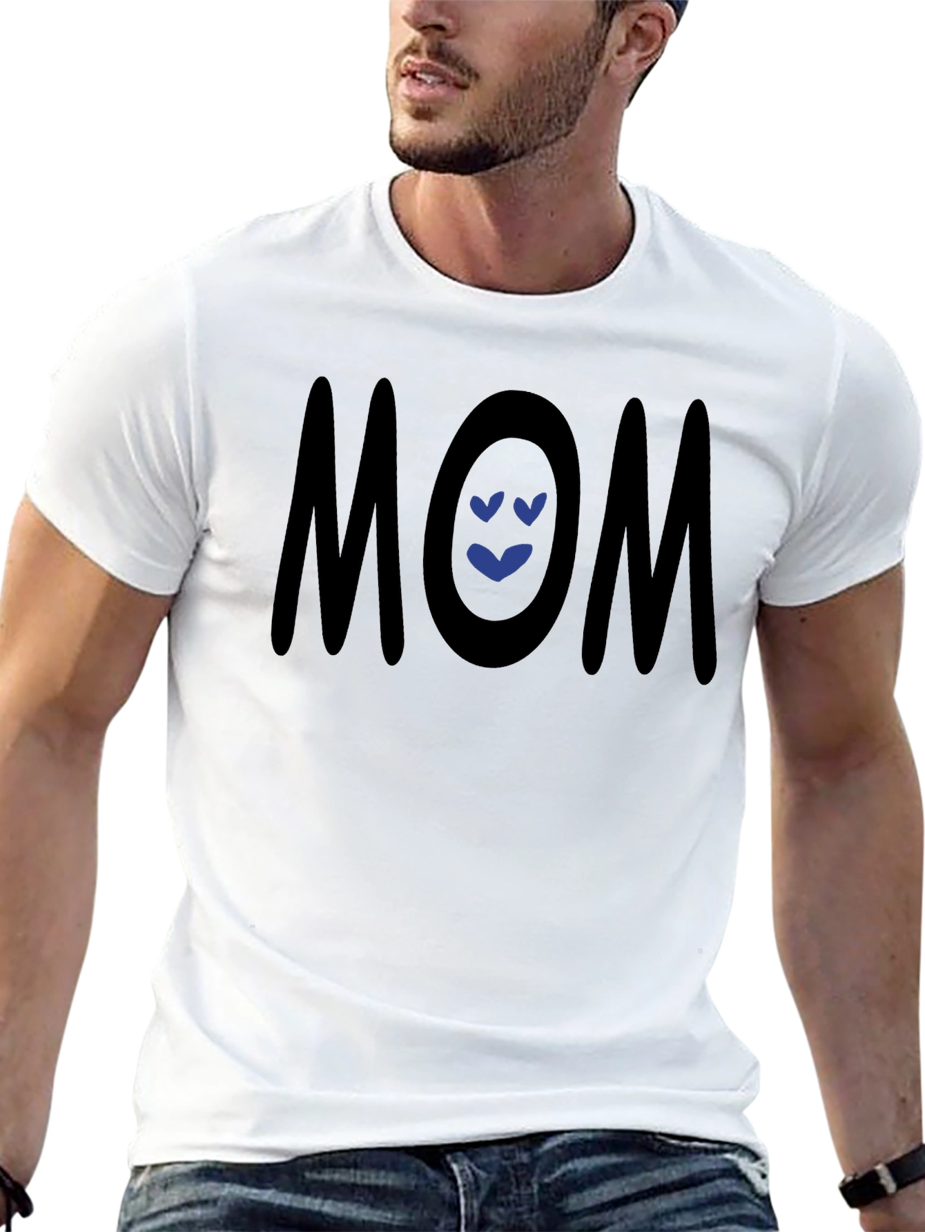 Mom Heart T-Shirt - Black Crew Neck Tee