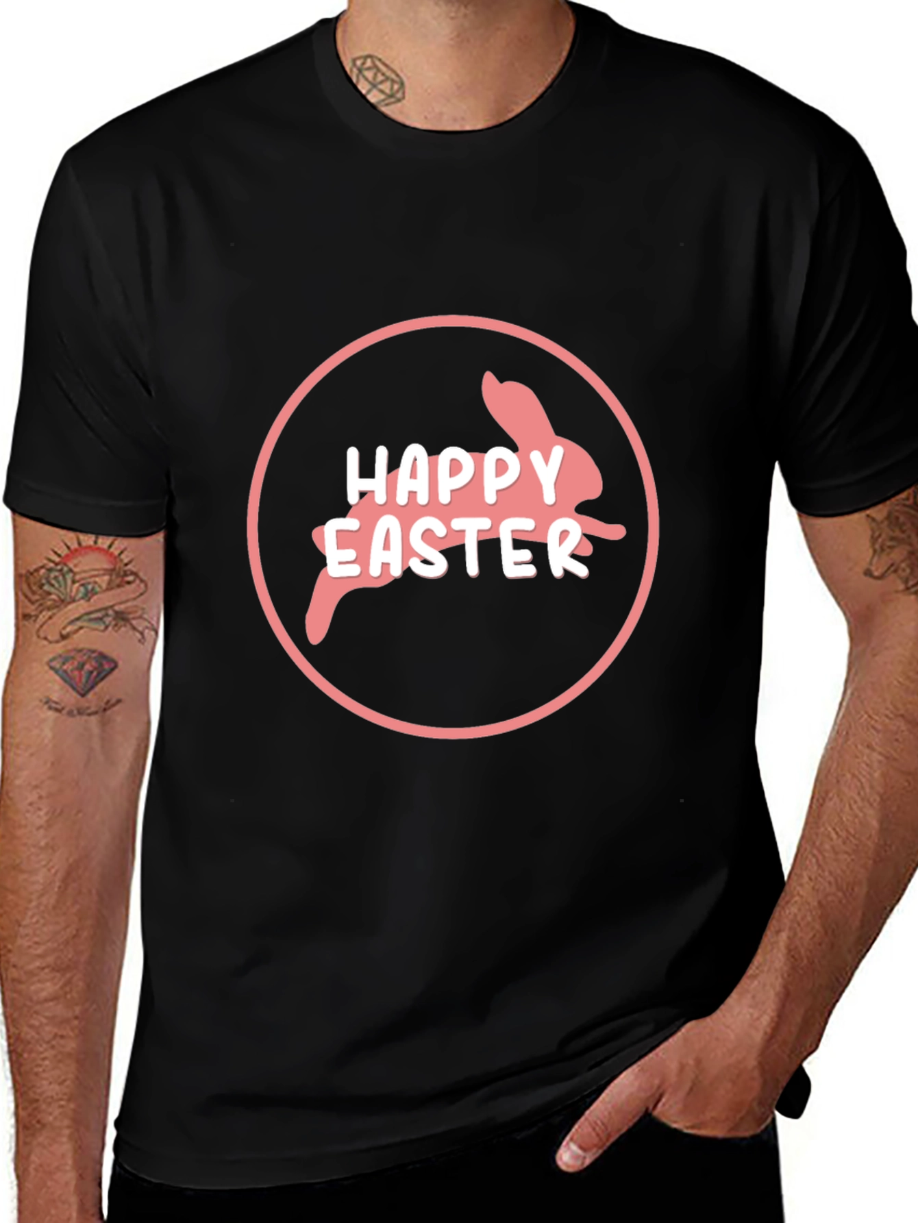 Happy Easter Bunny Black T-Shirt