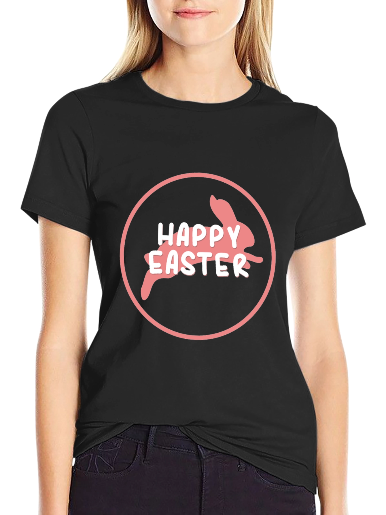 Happy Easter Bunny Black T-Shirt
