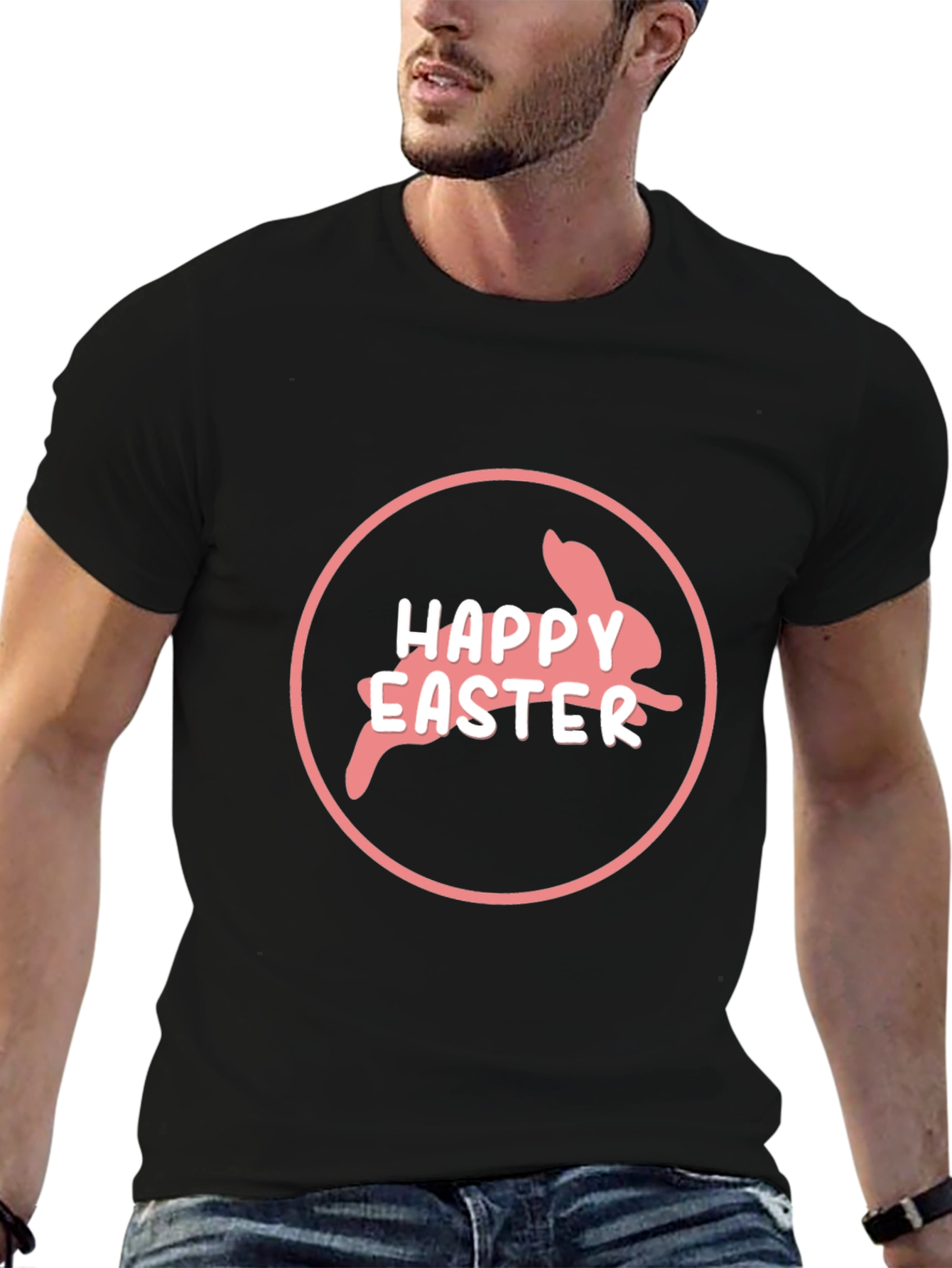 Happy Easter Bunny Black T-Shirt