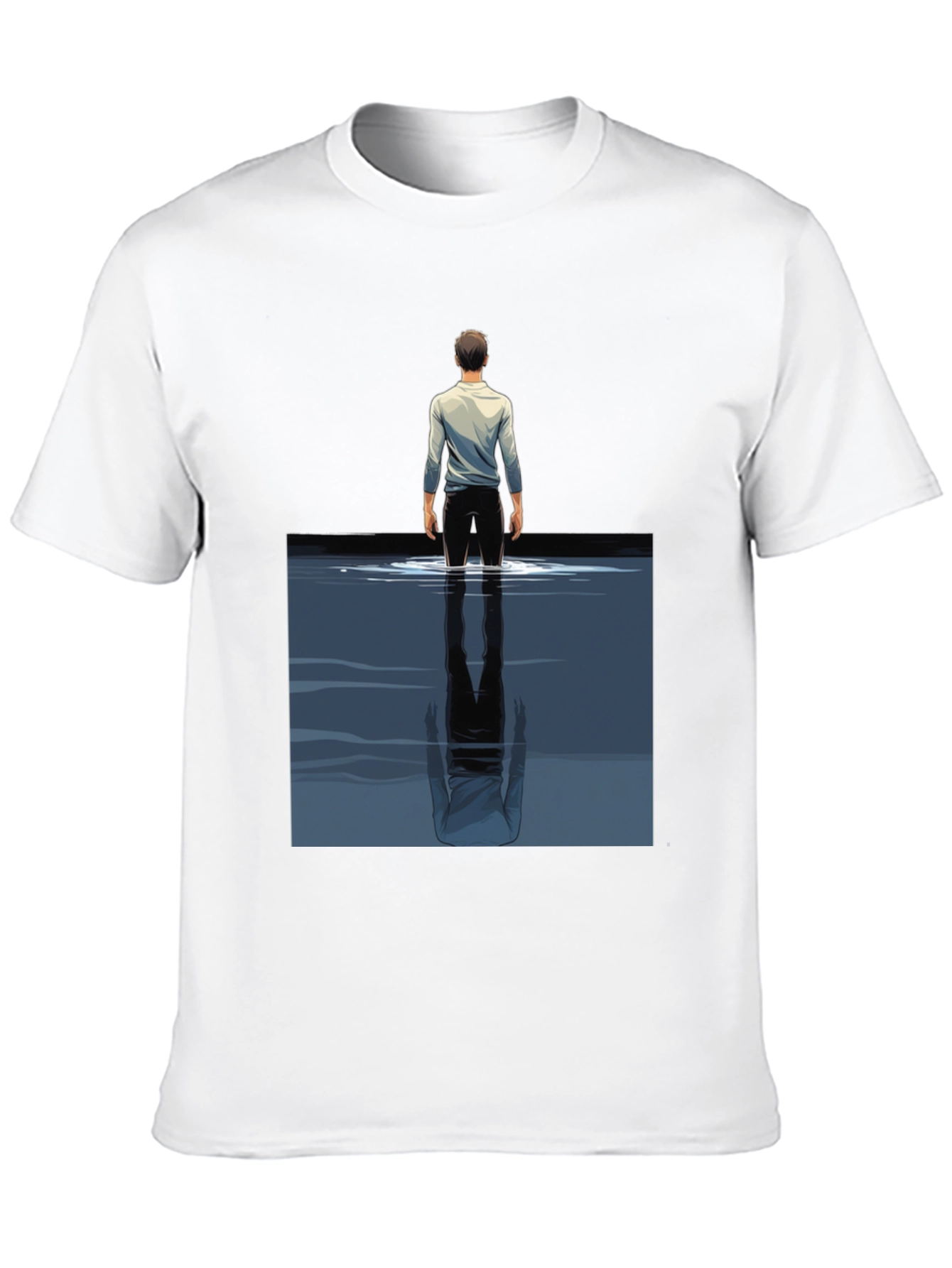 Reflective Water Graphic Tee - Stylish Mens Black T-Shirt