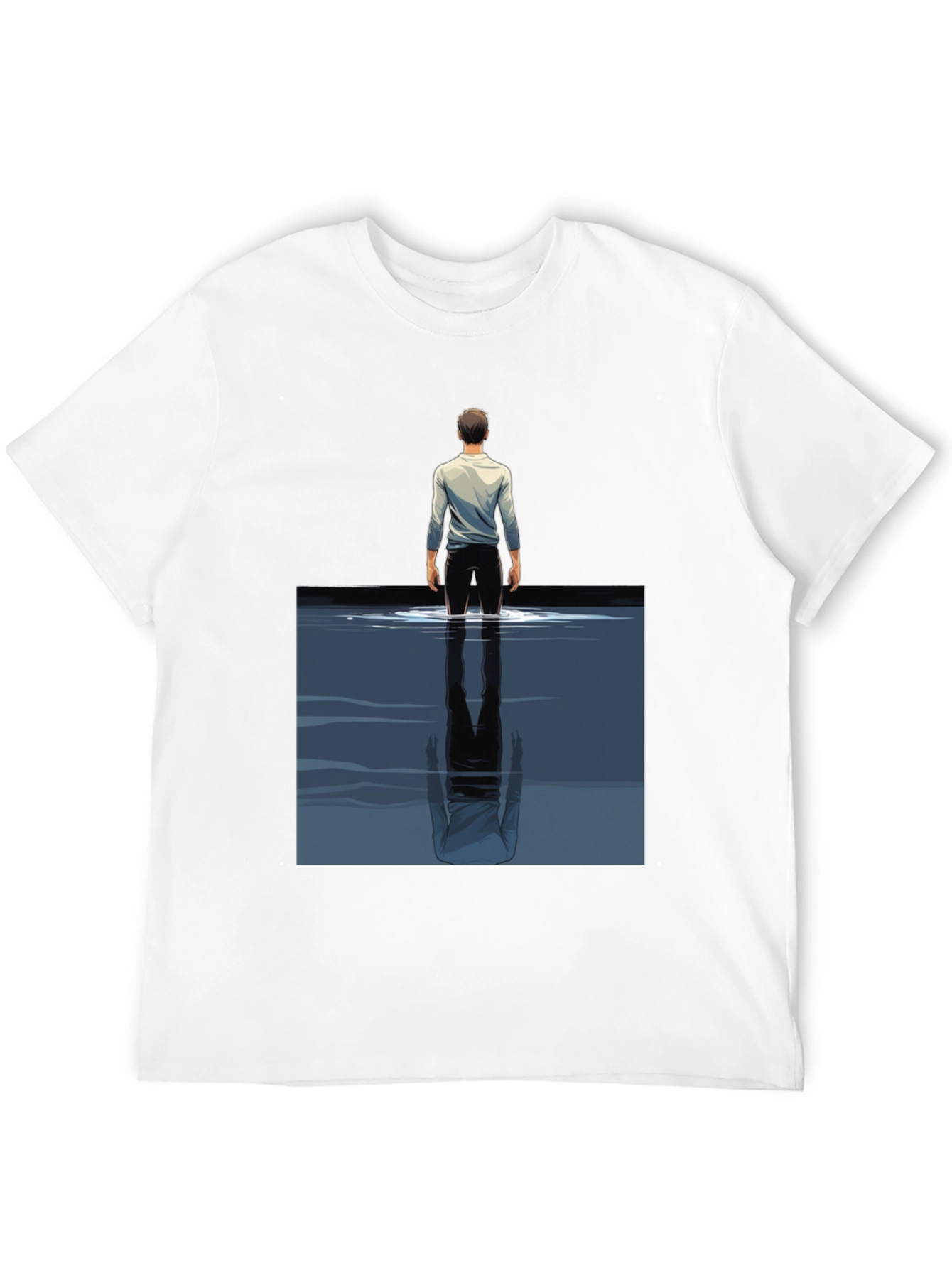 Reflective Water Graphic Tee - Stylish Mens Black T-Shirt