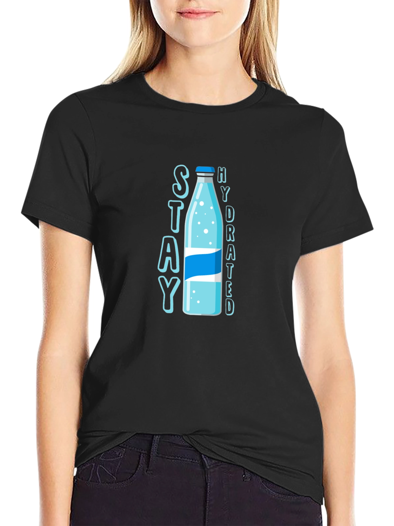Stay Hydrated T-Shirt: Stylish Water Bottle Design