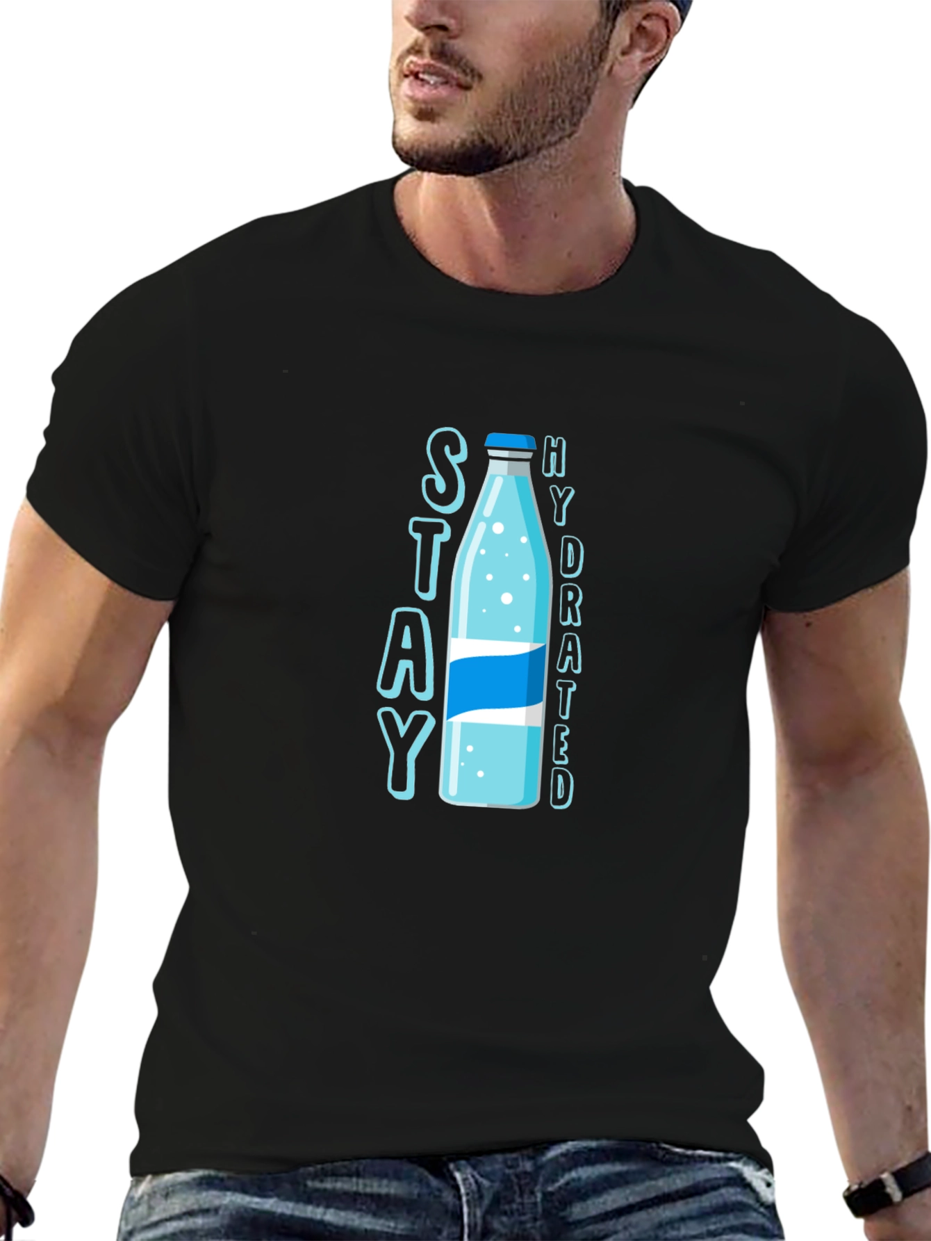 Stay Hydrated T-Shirt: Stylish Water Bottle Design