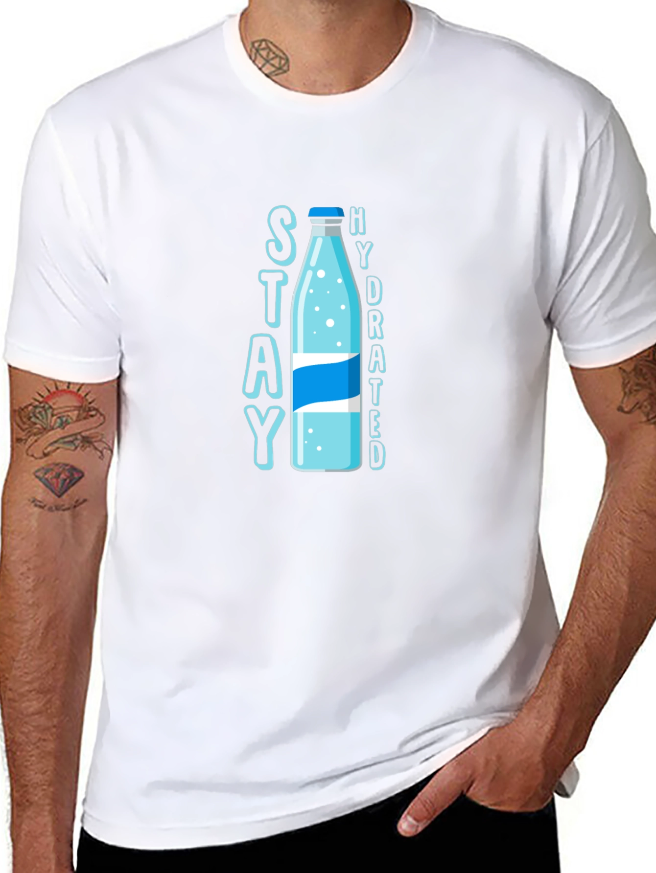 Stay Hydrated T-Shirt: Stylish Water Bottle Design
