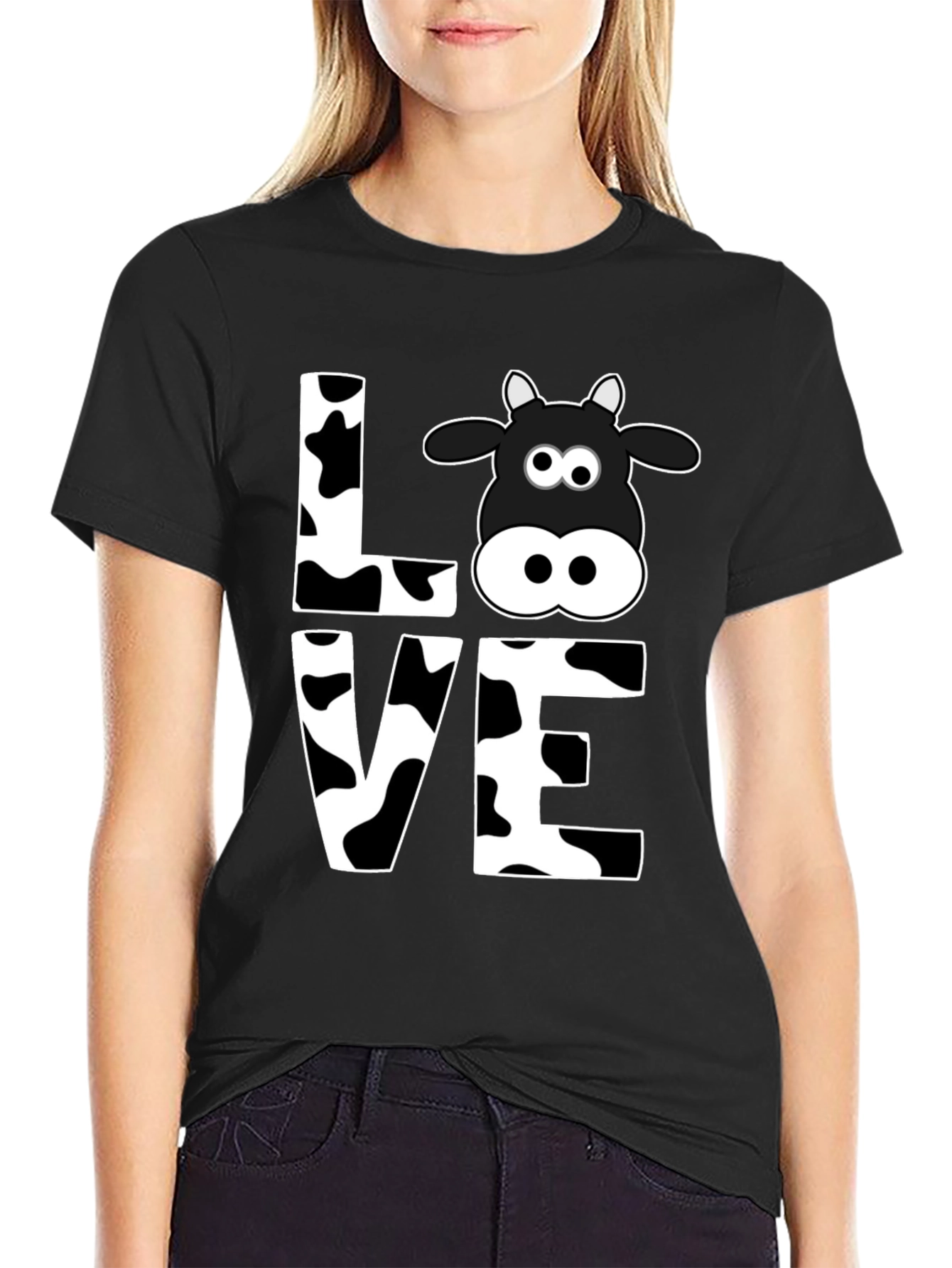 Cow Love Graphic Tee - Black T-Shirt