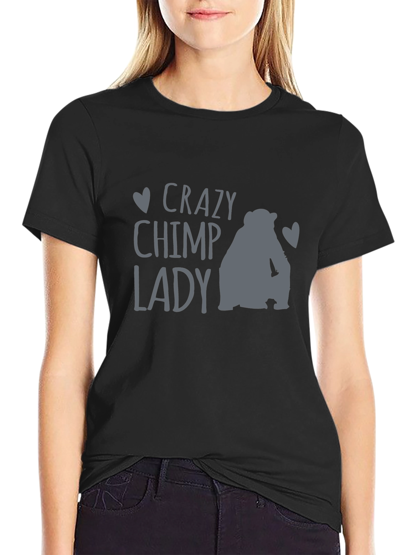 Crazy Chimp Lady T-Shirt - Fun Animal Lover Tee