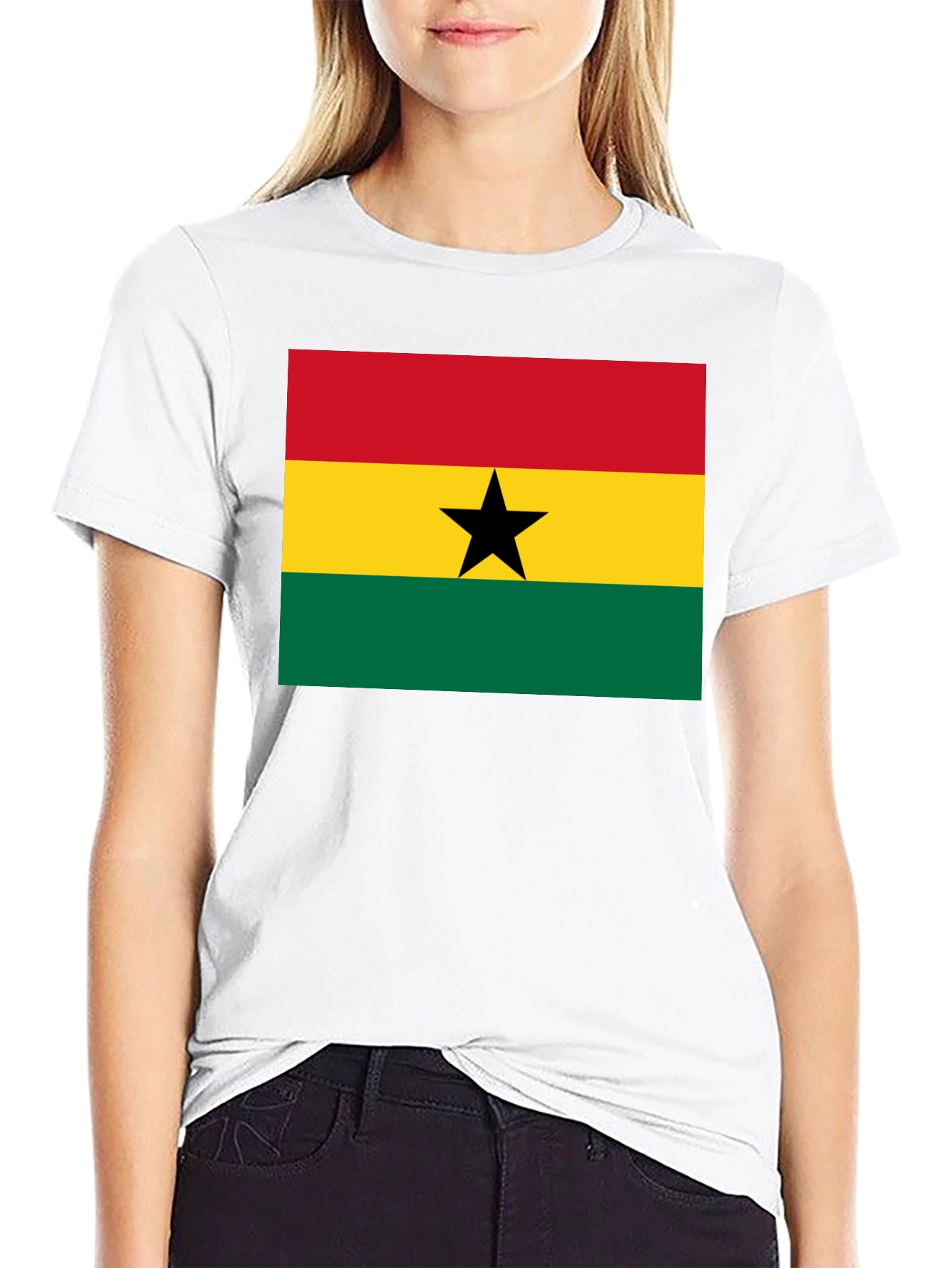Ghana Flag Graphic Tee - Black Cotton T-Shirt