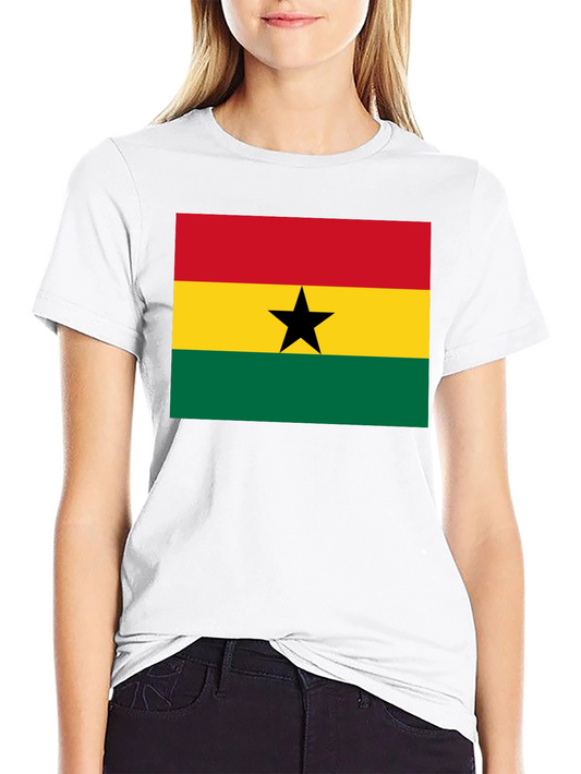 Ghana Flag Graphic Tee - Black Cotton T-Shirt