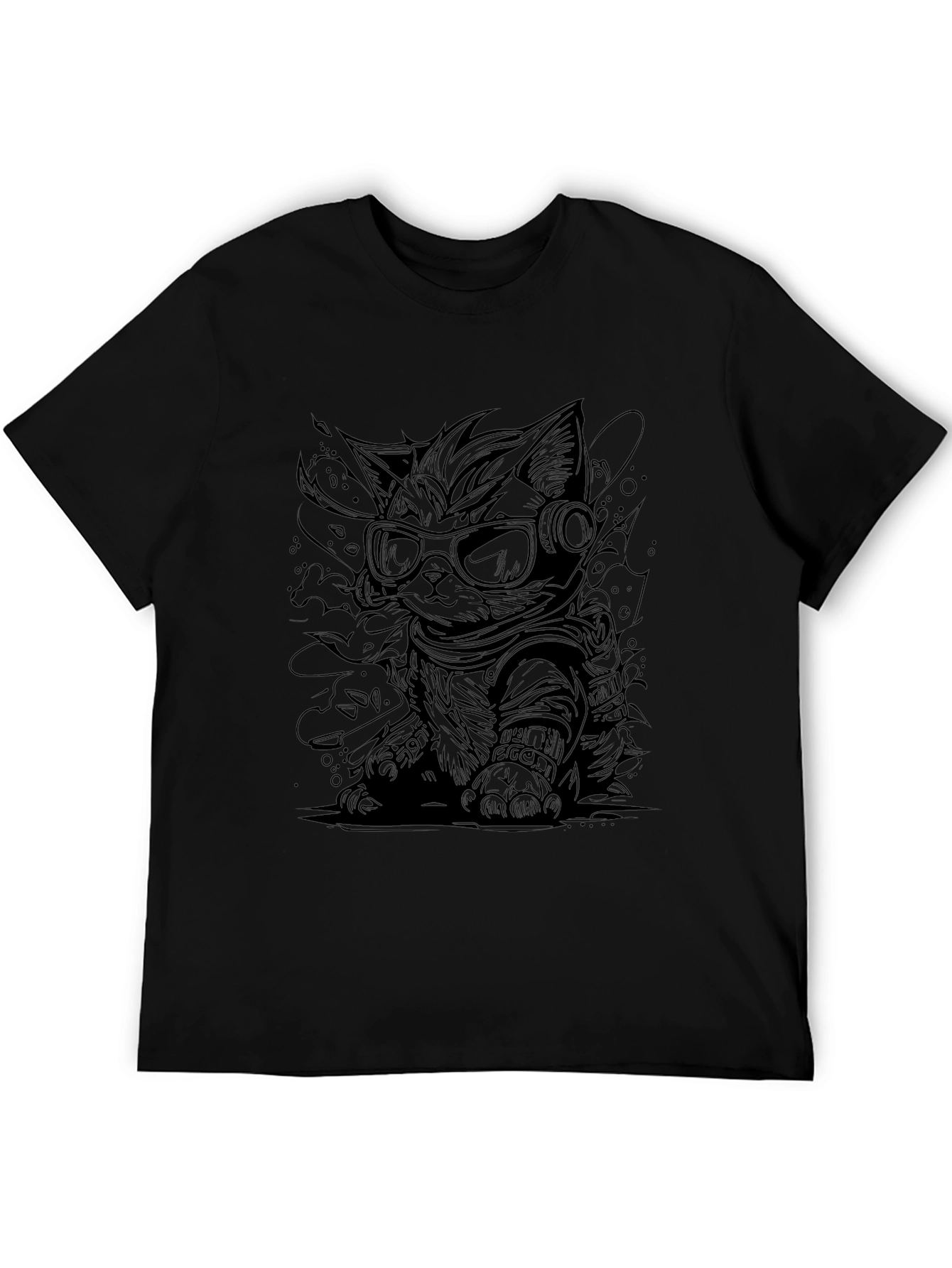 Cool Cat Graphic T-Shirt - Black
