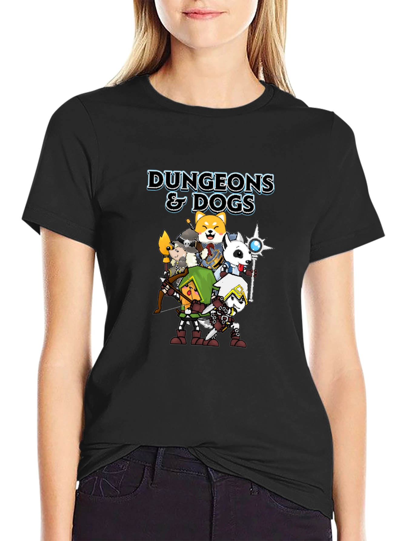 Dungeons & Dogs Graphic Tee - Black Cotton T-Shirt