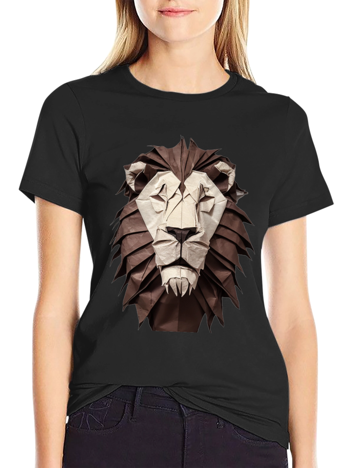 Origami Lion Graphic Tee - Unique Design