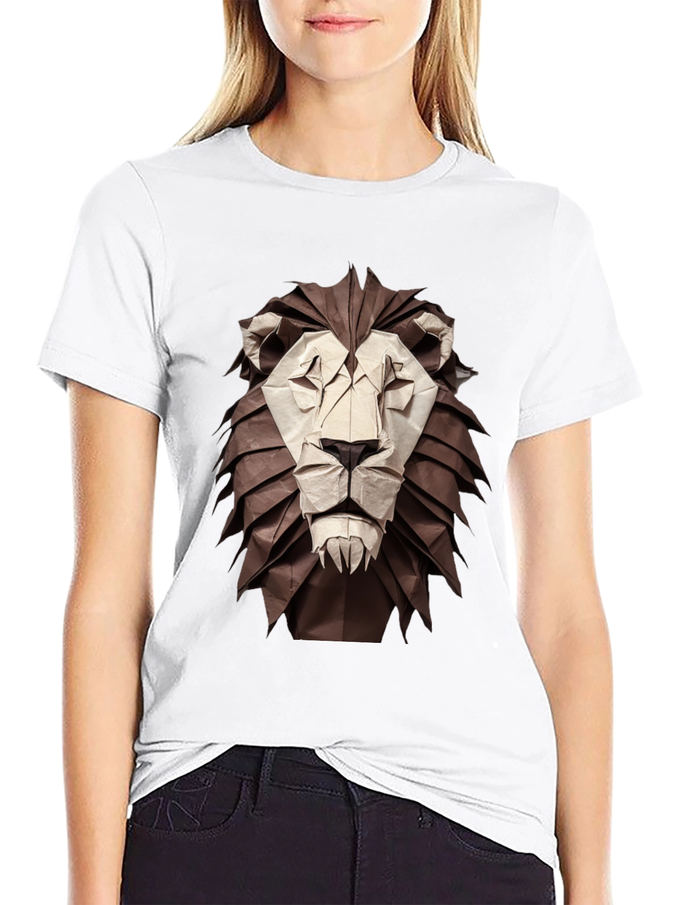 Origami Lion Graphic Tee - Unique Design