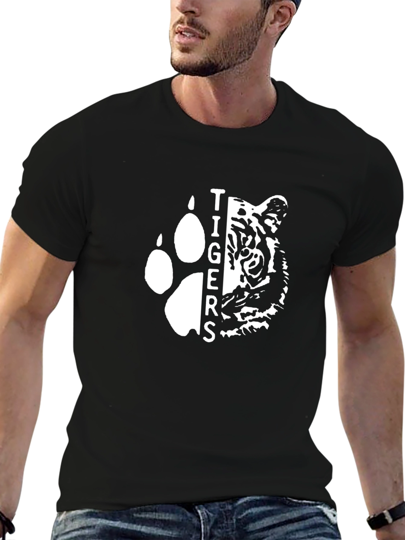 Tigers Graphic Tee - Black Cotton T-Shirt