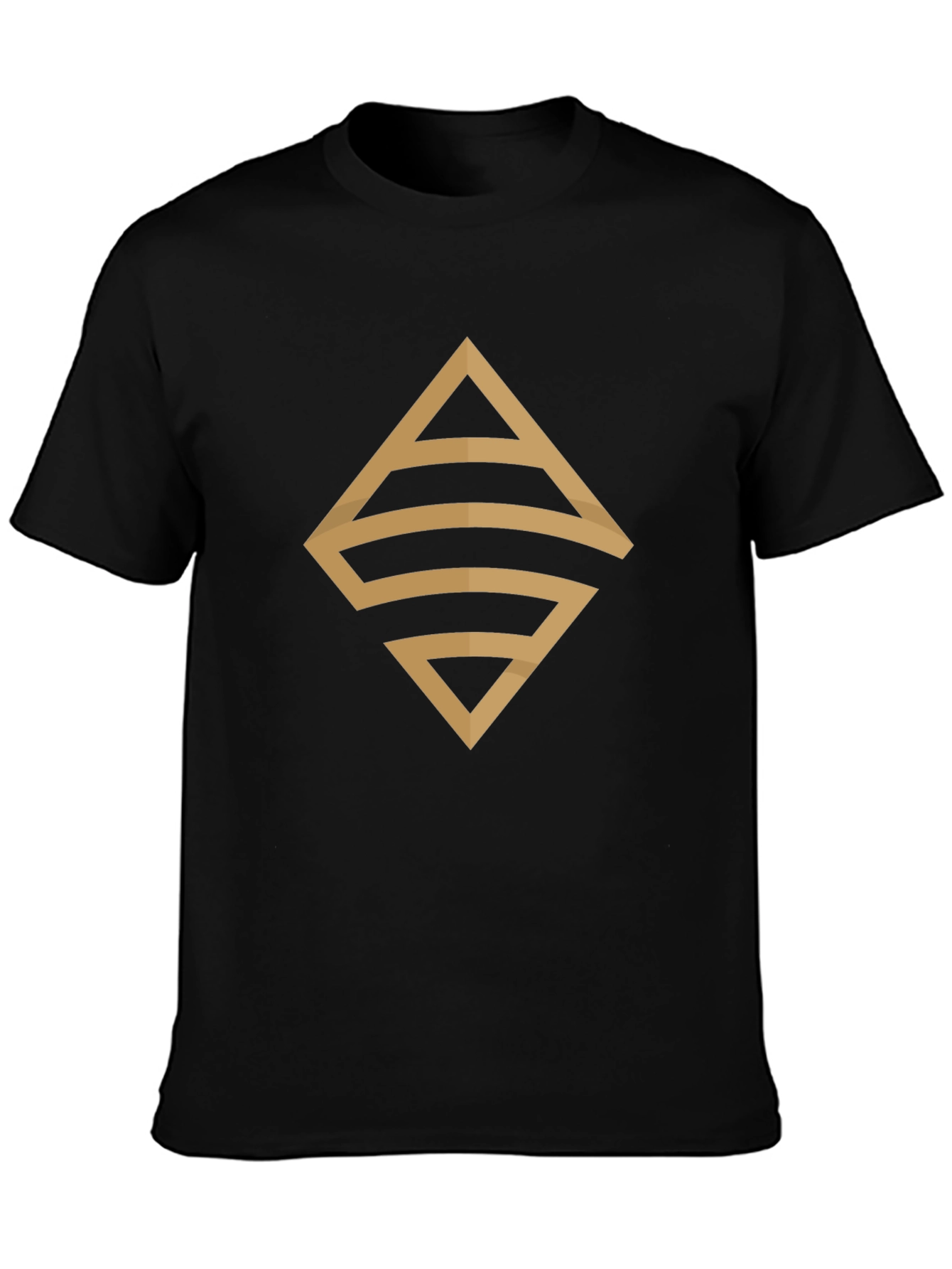 Stylish Black T-Shirt with Geometric Gold Design