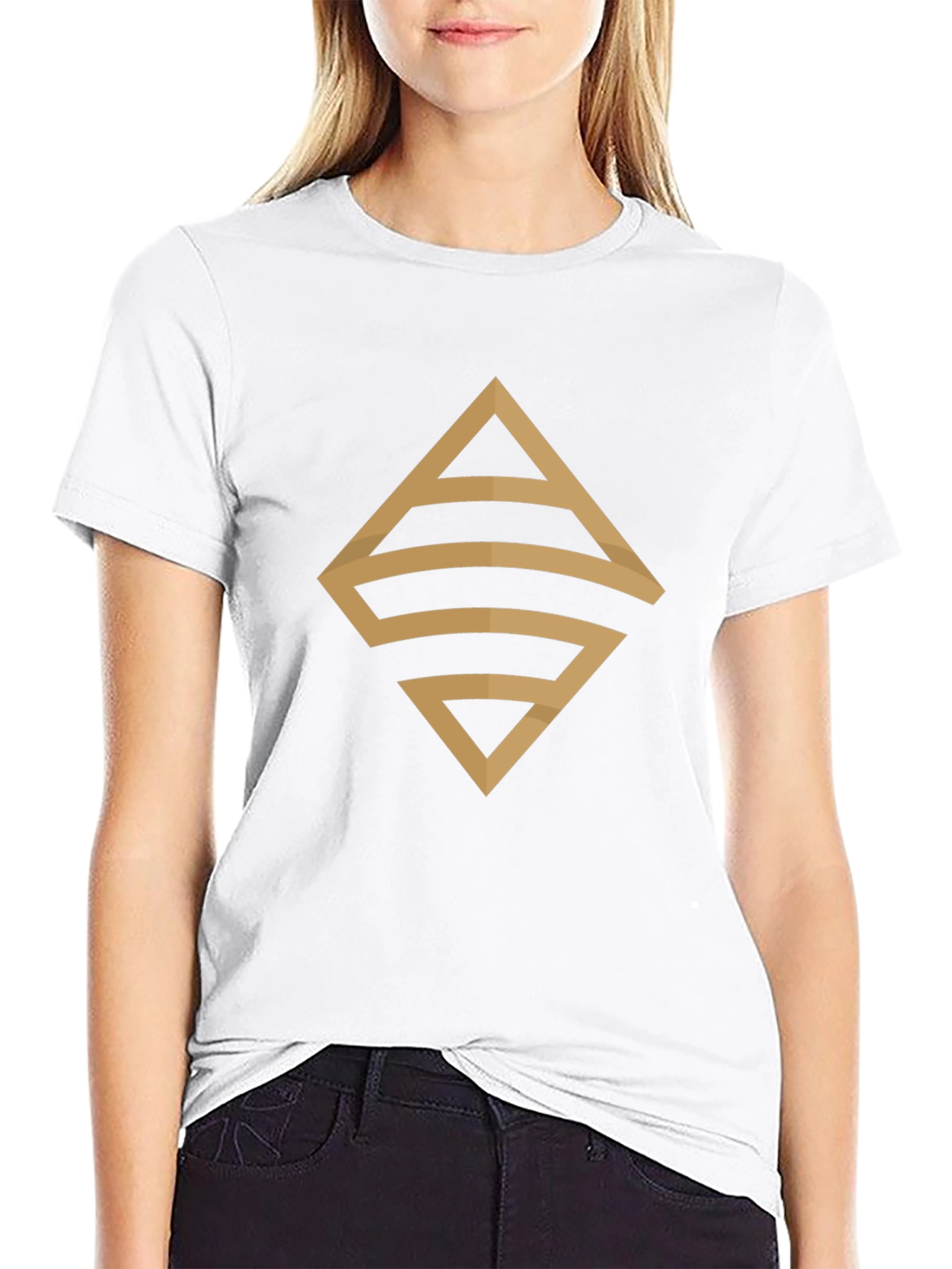 Stylish Black T-Shirt with Geometric Gold Design