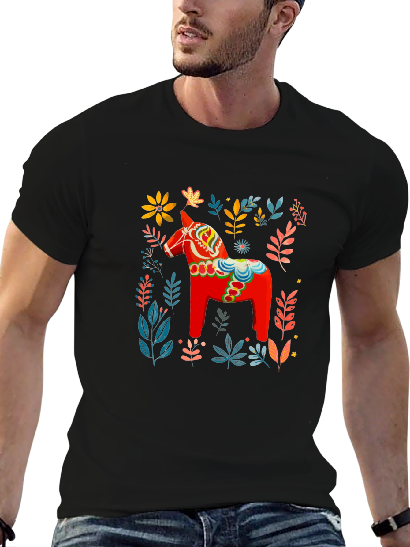 Dala Horse Floral Graphic Tee
