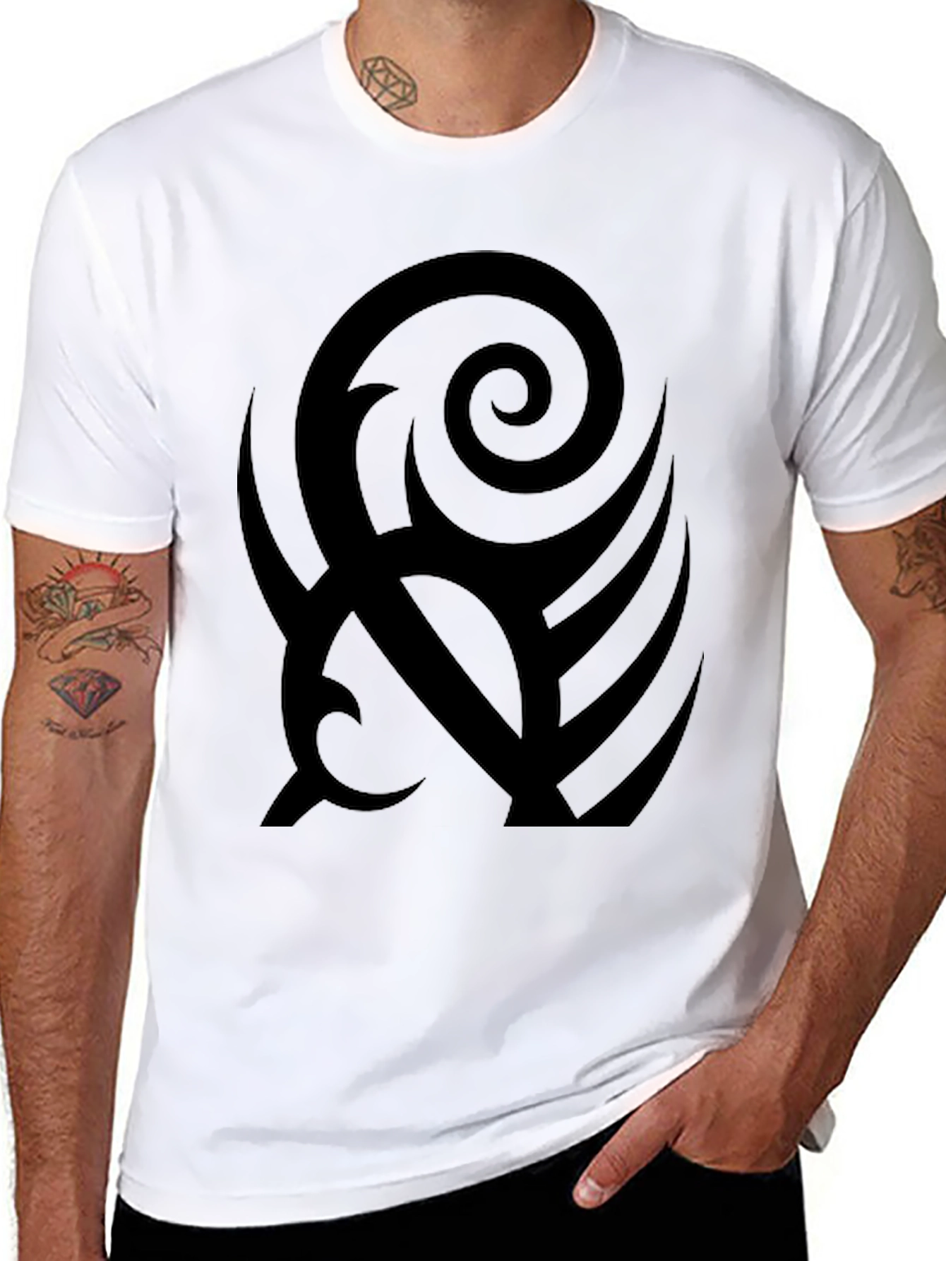 Black Tribal Graphic Print T-Shirt