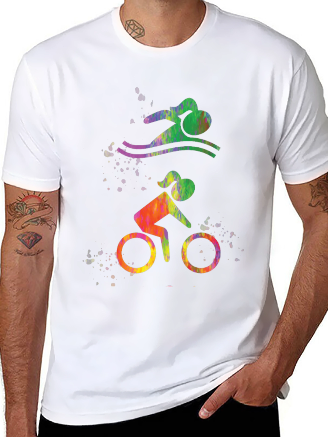 Triathlon Graphic Tee - Swim Bike Run Design